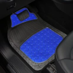 Trimmable ClimaProof High Quality Metallic Non-Slip Rubber Floor Mats - Full Set Blue(Trimmable Climaproof High Quality Metallic Non Slip Rubber Floor Mats Full Set Blue) -FH Group f11315 blue interior e1567543802181