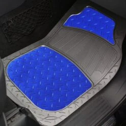 Trimmable ClimaProof High Quality Metallic Non-Slip Rubber Floor Mats - Full Set Blue(Trimmable Climaproof High Quality Metallic Non Slip Rubber Floor Mats Full Set Blue) -FH Group f11315 blue rear passenger e1567543848591