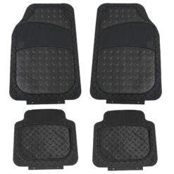Trimmable ClimaProof High Quality Metallic Non-Slip Rubber Floor Mats - Full Set Black(Trimmable Climaproof High Quality Metallic Non Slip Rubber Floor Mats Full Set Black)