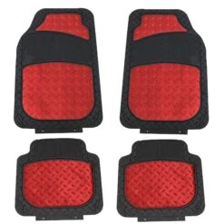 Trimmable ClimaProof High Quality Metallic Non-Slip Rubber Floor Mats - Full Set Red(Trimmable Climaproof High Quality Metallic Non Slip Rubber Floor Mats Full Set Red)