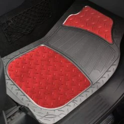 Trimmable ClimaProof High Quality Metallic Non-Slip Rubber Floor Mats - Full Set Red(Trimmable Climaproof High Quality Metallic Non Slip Rubber Floor Mats Full Set Red) 11 Trimmable ClimaProof High Quality Metallic Non-Slip Rubber Floor Mats - Full Set Red(Trimmable Climaproof High Quality Metallic Non Slip Rubber Floor Mats Full Set Red) -FH Group f11315 red rear passenger e1567544779573