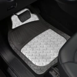 Trimmable ClimaProof High Quality Metallic Non-Slip Rubber Floor Mats - Full Set Silver(Trimmable Climaproof High Quality Metallic Non Slip Rubber Floor Mats Full Set Silver) -FH Group f11315 silver interior e1567627349842