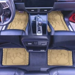 Adorable Paw Print Rubber Floor Mats - Full Set Beige(Electric Bionic Car Floor Mats Full Set Beige) -FH Group f11328 beige 3