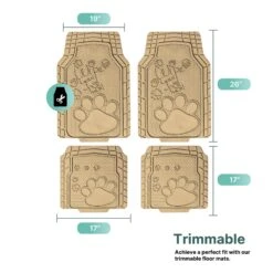 Adorable Paw Print Rubber Floor Mats - Full Set Beige(Electric Bionic Car Floor Mats Full Set Beige) -FH Group f11328 beige 7