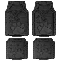 Adorable Paw Print Rubber Floor Mats - Full Set Black(High Quality Rubber Floor Mats Full Set Black)