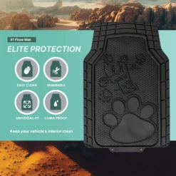 Adorable Paw Print Rubber Floor Mats - Full Set Black(High Quality Rubber Floor Mats Full Set Black) -FH Group f11328 black 4