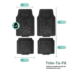 Adorable Paw Print Rubber Floor Mats - Full Set Black(High Quality Rubber Floor Mats Full Set Black) -FH Group f11328 black 7