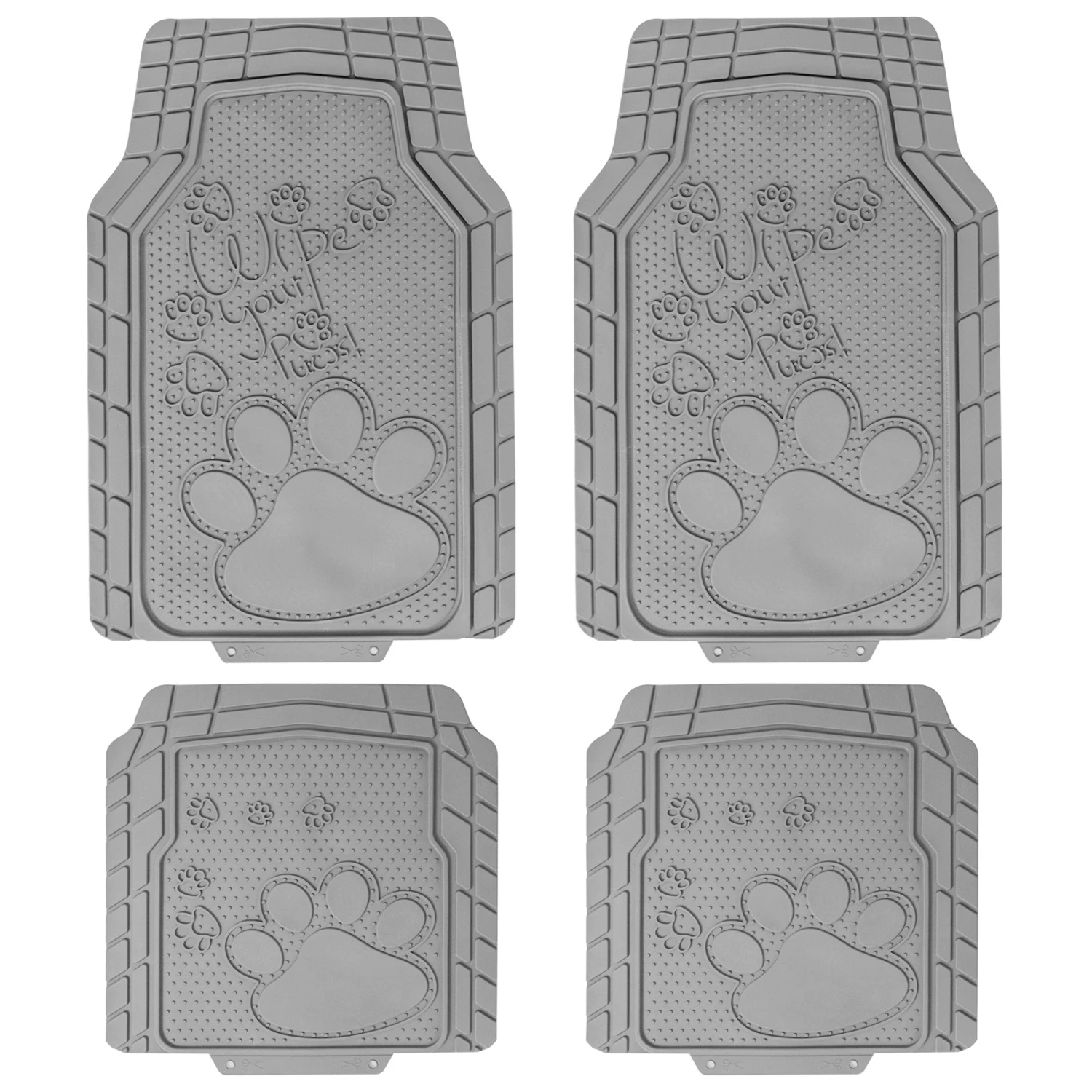 Adorable Paw Print Rubber Floor Mats - Full Set Gray(High Quality Rubber Floor Mats Full Set Gray) 1 Adorable Paw Print Rubber Floor Mats - Full Set Gray(High Quality Rubber Floor Mats Full Set Gray)