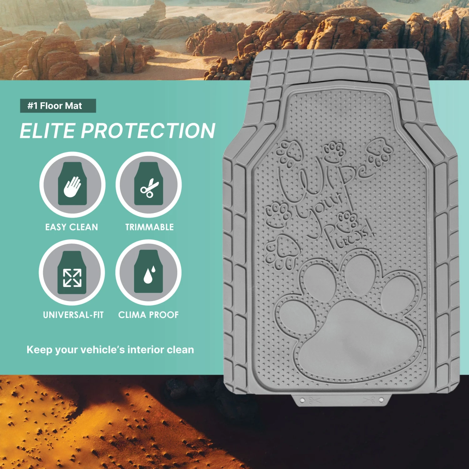 Adorable Paw Print Rubber Floor Mats - Full Set Gray(High Quality Rubber Floor Mats Full Set Gray) 5 Adorable Paw Print Rubber Floor Mats - Full Set Gray(High Quality Rubber Floor Mats Full Set Gray) - Image 5