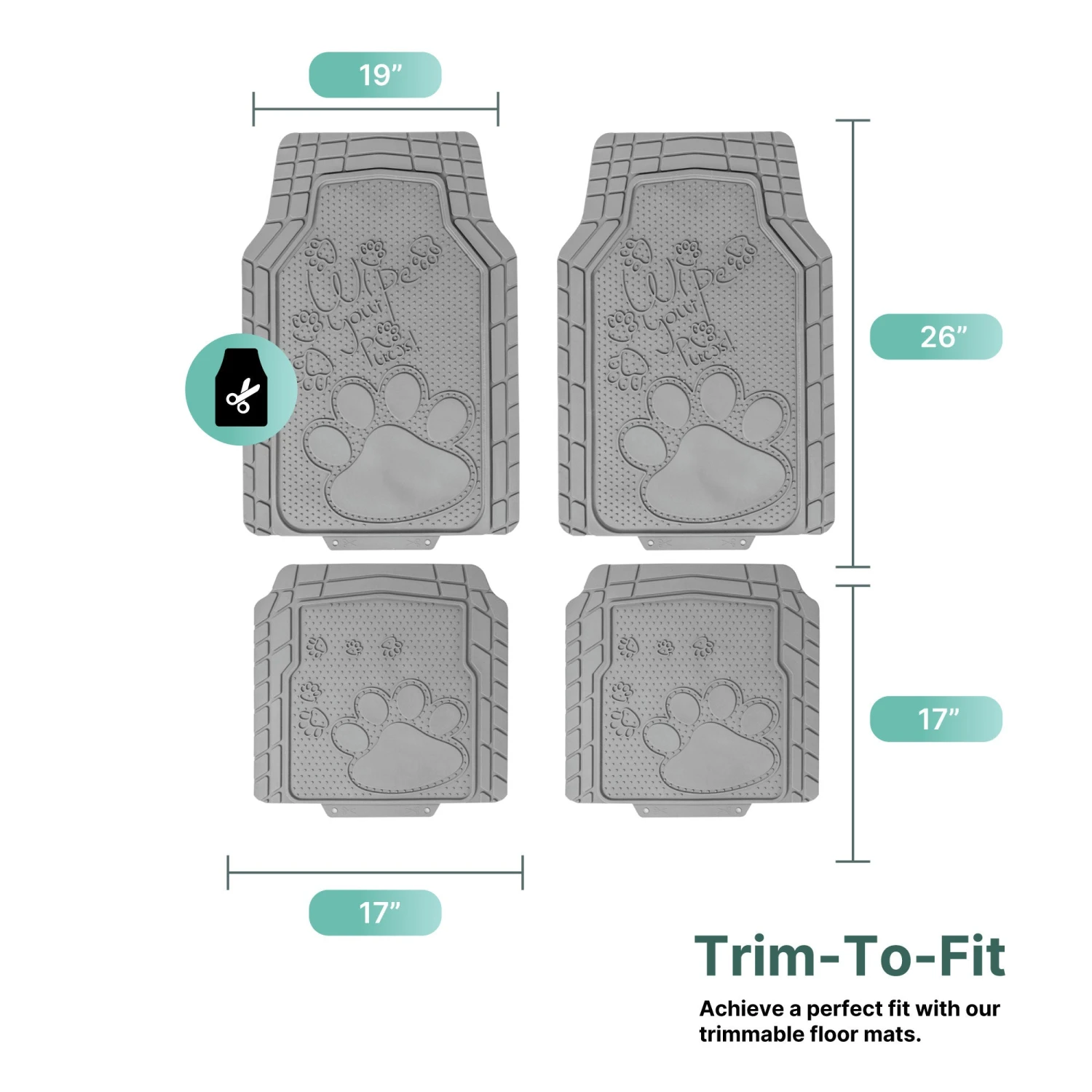 Adorable Paw Print Rubber Floor Mats - Full Set Gray(High Quality Rubber Floor Mats Full Set Gray) 2 Adorable Paw Print Rubber Floor Mats - Full Set Gray(High Quality Rubber Floor Mats Full Set Gray) - Image 2