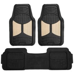 Trimmable Heavy Duty Non-Slip Rubber Floor Mats - Full Set Beige(Trimmable Heavy Duty Non Slip Rubber Floor Mats Full Set Beige)