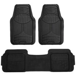 Trimmable Heavy Duty Non-Slip Rubber Floor Mats - Full Set Black(Trimmable Heavy Duty Non Slip Rubber Floor Mats Full Set Black)