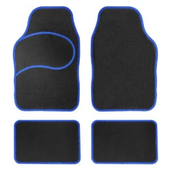 Mod Non-Slip Carpet Floor Mats With Colorful Stitching - Full Set Blue(Mod Non Slip Carpet Floor Mats With Colorful Stitching Full Set Blue)