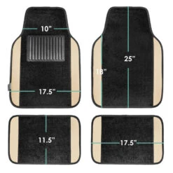 Non-Slip Carpet Floor Mats With Colored Trim - Full Set Beige(Non Slip Carpet Floor Mats With Colored Trim Full Set Beige) -FH Group f14407 beige 7