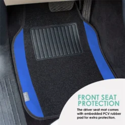 Non-Slip Carpet Floor Mats With Colored Trim - Full Set Blue(Non Slip Carpet Floor Mats With Colored Trim Full Set Blue) -FH Group f14407 blue 4