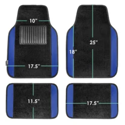 Non-Slip Carpet Floor Mats With Colored Trim - Full Set Blue(Non Slip Carpet Floor Mats With Colored Trim Full Set Blue) -FH Group f14407 blue 7