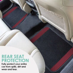 Non-Slip Carpet Floor Mats With Colored Trim - Full Set Burgundy(Non Slip Carpet Floor Mats With Colored Trim Full Set Burgundy) -FH Group f14407 burgundy 5