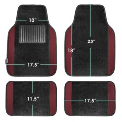 Non-Slip Carpet Floor Mats With Colored Trim - Full Set Burgundy(Non Slip Carpet Floor Mats With Colored Trim Full Set Burgundy) -FH Group f14407 burgundy 7