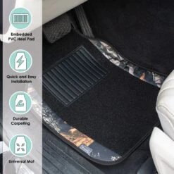 2 Tone Carpet Floor Mats With Heel Pad - Full Set Camo(2 Tone Carpet Floor Mats With Heel Pad Full Set Camo) -FH Group f14407 camo 6