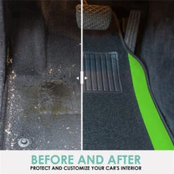 Non-Slip Carpet Floor Mats With Colored Trim - Full Set Green(Non Slip Carpet Floor Mats With Colored Trim Full Set Green) -FH Group f14407 green 3