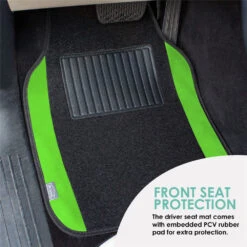 Non-Slip Carpet Floor Mats With Colored Trim - Full Set Green(Non Slip Carpet Floor Mats With Colored Trim Full Set Green) -FH Group f14407 green 4