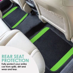 Non-Slip Carpet Floor Mats With Colored Trim - Full Set Green(Non Slip Carpet Floor Mats With Colored Trim Full Set Green) -FH Group f14407 green 5
