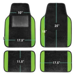 Non-Slip Carpet Floor Mats With Colored Trim - Full Set Green(Non Slip Carpet Floor Mats With Colored Trim Full Set Green) -FH Group f14407 green 7