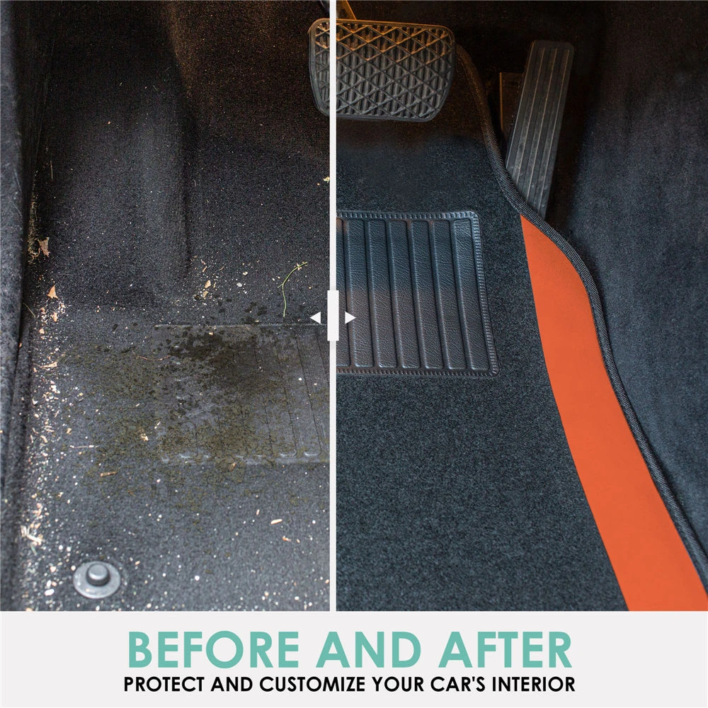 Non-Slip Carpet Floor Mats With Colored Trim - Full Set Orange(Non Slip Carpet Floor Mats With Colored Trim Full Set Orange) 3 Non-Slip Carpet Floor Mats With Colored Trim - Full Set Orange(Non Slip Carpet Floor Mats With Colored Trim Full Set Orange) - Image 3