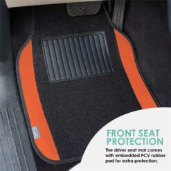 Non-Slip Carpet Floor Mats With Colored Trim - Full Set Orange(Non Slip Carpet Floor Mats With Colored Trim Full Set Orange) 10 Non-Slip Carpet Floor Mats With Colored Trim - Full Set Orange(Non Slip Carpet Floor Mats With Colored Trim Full Set Orange) -FH Group f14407 orange 4