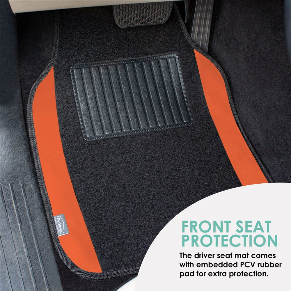 Non-Slip Carpet Floor Mats With Colored Trim - Full Set Orange(Non Slip Carpet Floor Mats With Colored Trim Full Set Orange) 4 Non-Slip Carpet Floor Mats With Colored Trim - Full Set Orange(Non Slip Carpet Floor Mats With Colored Trim Full Set Orange) - Image 4