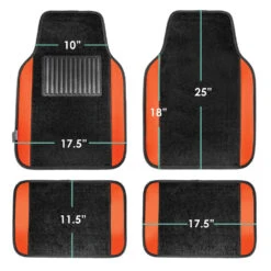 Non-Slip Carpet Floor Mats With Colored Trim - Full Set Orange(Non Slip Carpet Floor Mats With Colored Trim Full Set Orange) 13 Non-Slip Carpet Floor Mats With Colored Trim - Full Set Orange(Non Slip Carpet Floor Mats With Colored Trim Full Set Orange) -FH Group f14407 orange 7