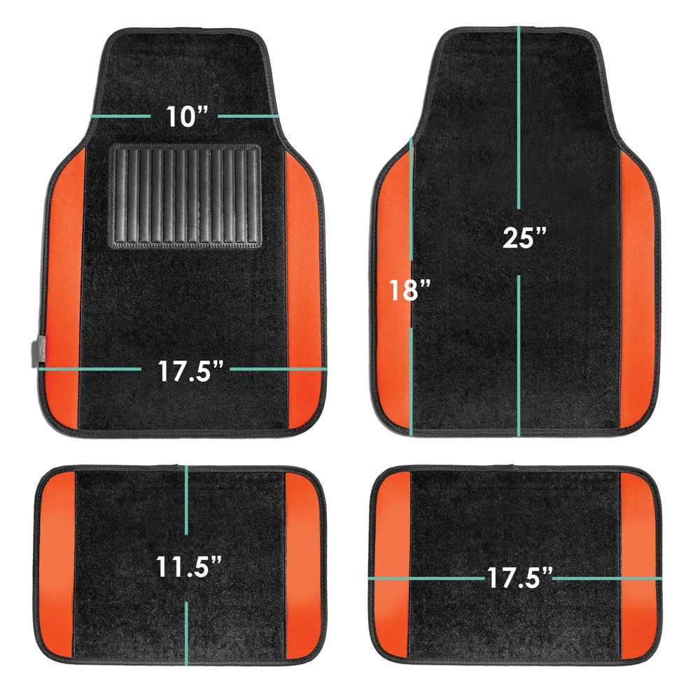Non-Slip Carpet Floor Mats With Colored Trim - Full Set Orange(Non Slip Carpet Floor Mats With Colored Trim Full Set Orange) 7 Non-Slip Carpet Floor Mats With Colored Trim - Full Set Orange(Non Slip Carpet Floor Mats With Colored Trim Full Set Orange) - Image 7