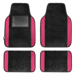 Non-Slip Carpet Floor Mats With Colored Trim - Full Set Pink(Non Slip Carpet Floor Mats With Colored Trim Full Set Pink)