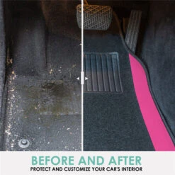 Non-Slip Carpet Floor Mats With Colored Trim - Full Set Pink(Non Slip Carpet Floor Mats With Colored Trim Full Set Pink) -FH Group f14407 pink 3