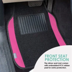 Non-Slip Carpet Floor Mats With Colored Trim - Full Set Pink(Non Slip Carpet Floor Mats With Colored Trim Full Set Pink) -FH Group f14407 pink 4