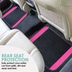 Non-Slip Carpet Floor Mats With Colored Trim - Full Set Pink(Non Slip Carpet Floor Mats With Colored Trim Full Set Pink) -FH Group f14407 pink 5
