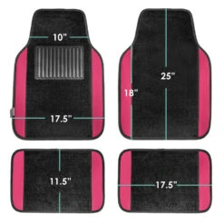 Non-Slip Carpet Floor Mats With Colored Trim - Full Set Pink(Non Slip Carpet Floor Mats With Colored Trim Full Set Pink) -FH Group f14407 pink 7