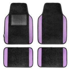 Non-Slip Carpet Floor Mats With Colored Trim - Full Set Purple(Non Slip Carpet Floor Mats With Colored Trim Full Set Purple)