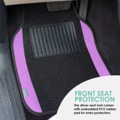 Non-Slip Carpet Floor Mats With Colored Trim - Full Set Purple(Non Slip Carpet Floor Mats With Colored Trim Full Set Purple) -FH Group f14407 purple 4