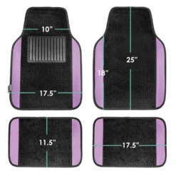 Non-Slip Carpet Floor Mats With Colored Trim - Full Set Purple(Non Slip Carpet Floor Mats With Colored Trim Full Set Purple) -FH Group f14407 purple 7