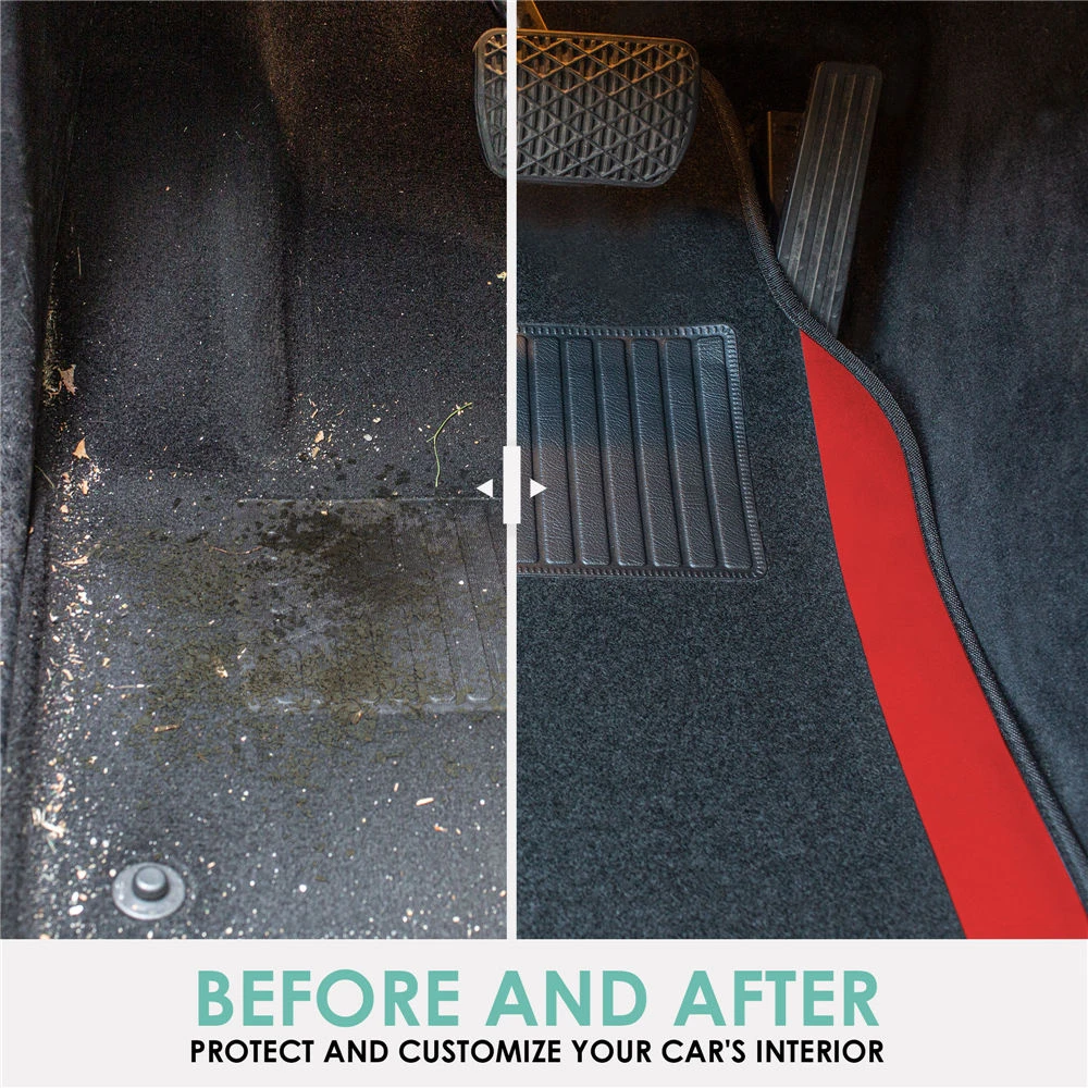 Non-Slip Carpet Floor Mats With Colored Trim - Full Set Red(Non Slip Carpet Floor Mats With Colored Trim Full Set Red) 3 Non-Slip Carpet Floor Mats With Colored Trim - Full Set Red(Non Slip Carpet Floor Mats With Colored Trim Full Set Red) - Image 3