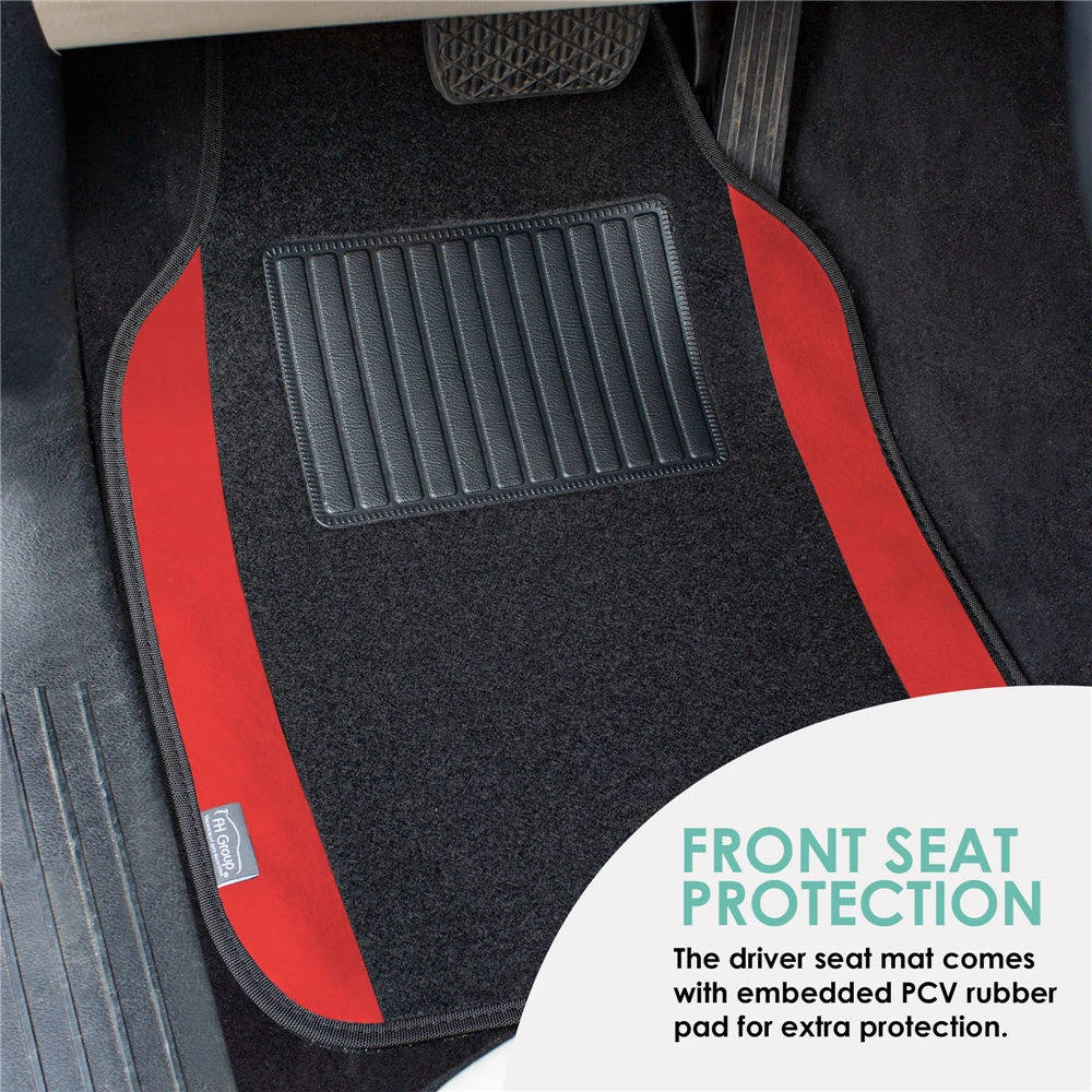 Non-Slip Carpet Floor Mats With Colored Trim - Full Set Red(Non Slip Carpet Floor Mats With Colored Trim Full Set Red) 4 Non-Slip Carpet Floor Mats With Colored Trim - Full Set Red(Non Slip Carpet Floor Mats With Colored Trim Full Set Red) - Image 4