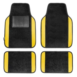 Non-Slip Carpet Floor Mats With Colored Trim - Full Set Yellow(Non Slip Carpet Floor Mats With Colored Trim Full Set Yellow)