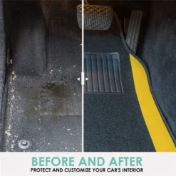 Non-Slip Carpet Floor Mats With Colored Trim - Full Set Yellow(Non Slip Carpet Floor Mats With Colored Trim Full Set Yellow) -FH Group f14407 yellow 3