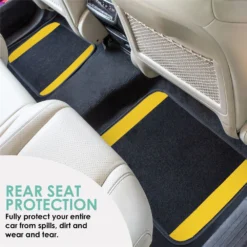 Non-Slip Carpet Floor Mats With Colored Trim - Full Set Yellow(Non Slip Carpet Floor Mats With Colored Trim Full Set Yellow) -FH Group f14407 yellow 5
