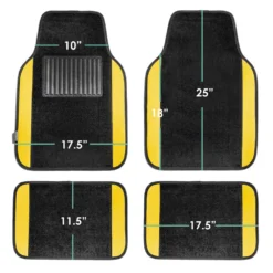 Non-Slip Carpet Floor Mats With Colored Trim - Full Set Yellow(Non Slip Carpet Floor Mats With Colored Trim Full Set Yellow) -FH Group f14407 yellow 7