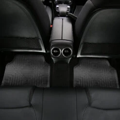 Metallic Finish Non-Slip Rubber Backing Floor Mats - Full Set Black(Metallic Finish Non Slip Rubber Backing Floor Mats Full Set Black) -FH Group f14410 blackr interior rear e1576533053732