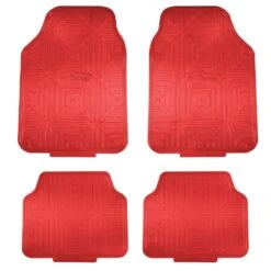 Metallic Finish Non-Slip Rubber Backing Floor Mats - Full Set Red(Metallic Finish Non Slip Rubber Backing Floor Mats Full Set Red)