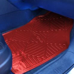 Metallic Finish Non-Slip Rubber Backing Floor Mats - Full Set Red(Metallic Finish Non Slip Rubber Backing Floor Mats Full Set Red) 13 Metallic Finish Non-Slip Rubber Backing Floor Mats - Full Set Red(Metallic Finish Non Slip Rubber Backing Floor Mats Full Set Red) -FH Group f14410 red interior e1576532579844