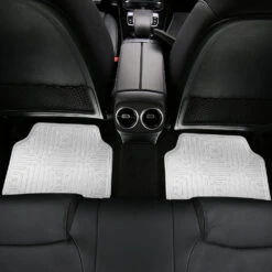 Metallic Finish Non-Slip Rubber Backing Floor Mats - Full Set Silver(Metallic Finish Non Slip Rubber Backing Floor Mats Full Set Silver) 14 Metallic Finish Non-Slip Rubber Backing Floor Mats - Full Set Silver(Metallic Finish Non Slip Rubber Backing Floor Mats Full Set Silver) -FH Group f14410 sliver interior rear e1576532794498